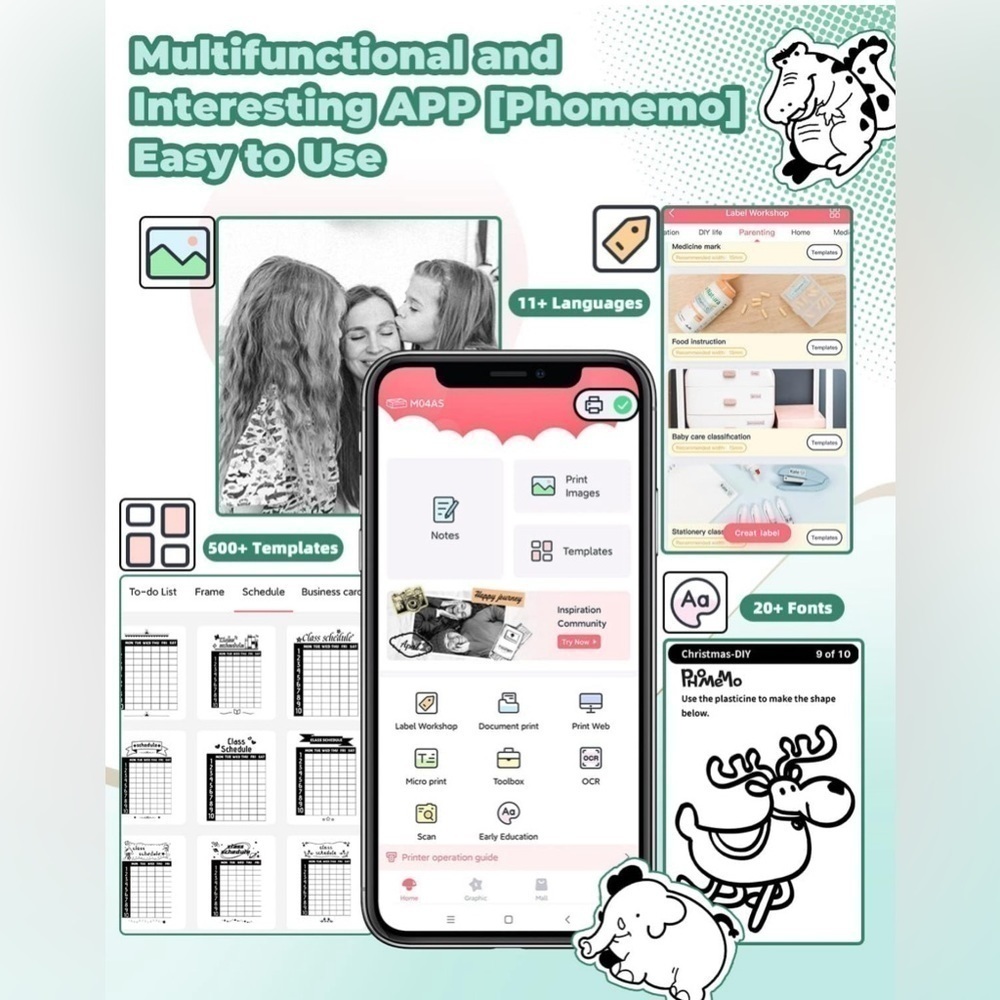 🆕Memoqueen Portable Thermal Printer M04AS Inkless Sticker Printer Bluetooth - Picture 6 of 11